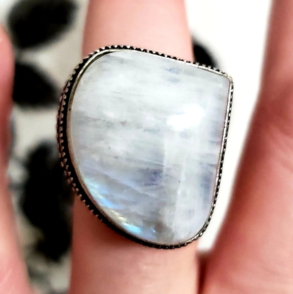 New Rainbow Moonstone 925 Silver Ring. - Picture 4 of 8
